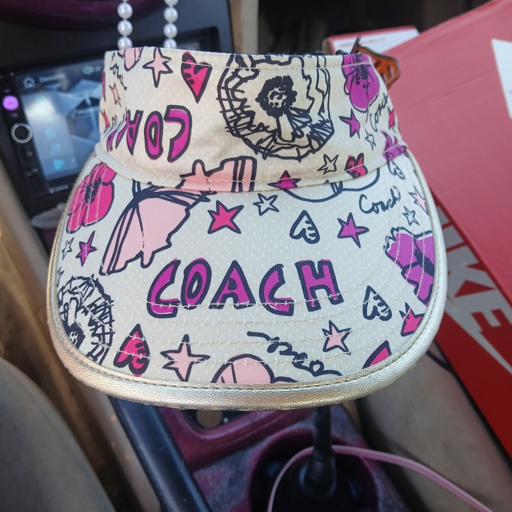 Coach Pink and Gold Floral Visor